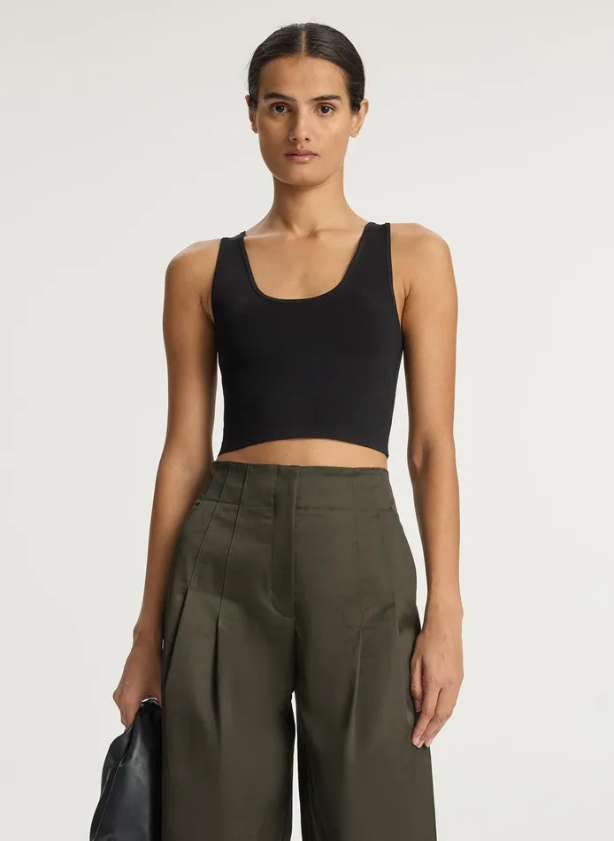 Women Cleo Compact Knit Top Black ALC Tees and Tanks