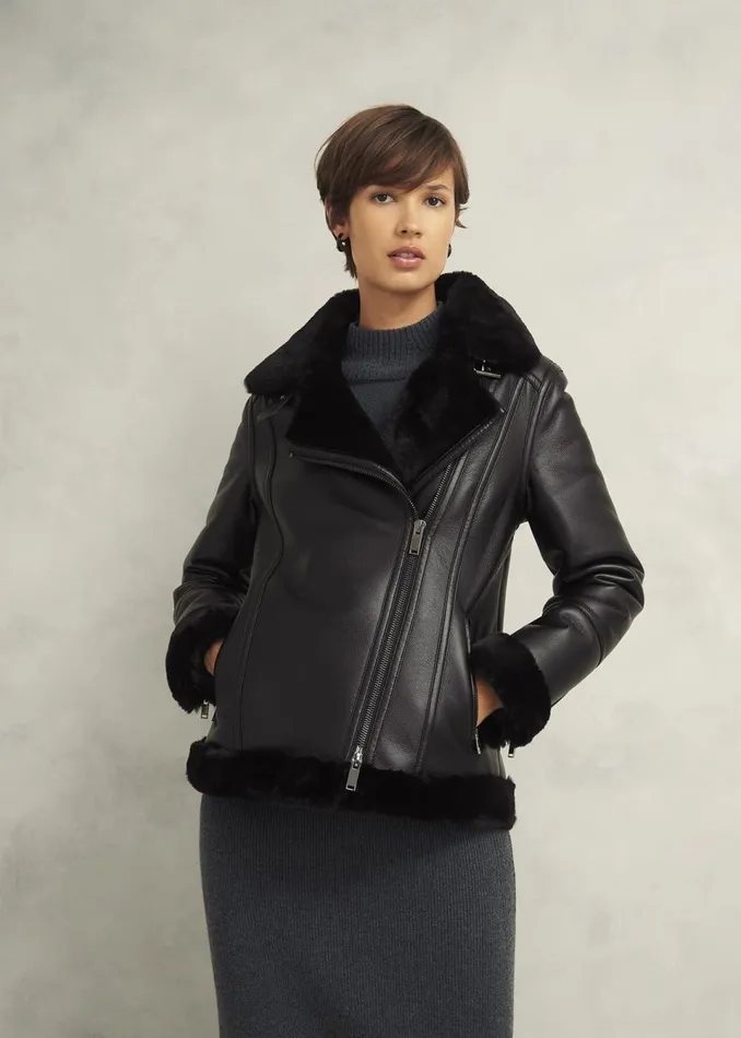 Women Coats and Jackets Hobbs Ali Biker Jacket Hobbs Black