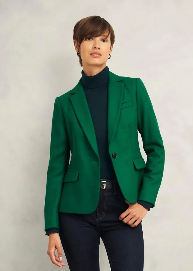 Women Coats and Jackets Hobbs Blake Wool Jacket Agate Green