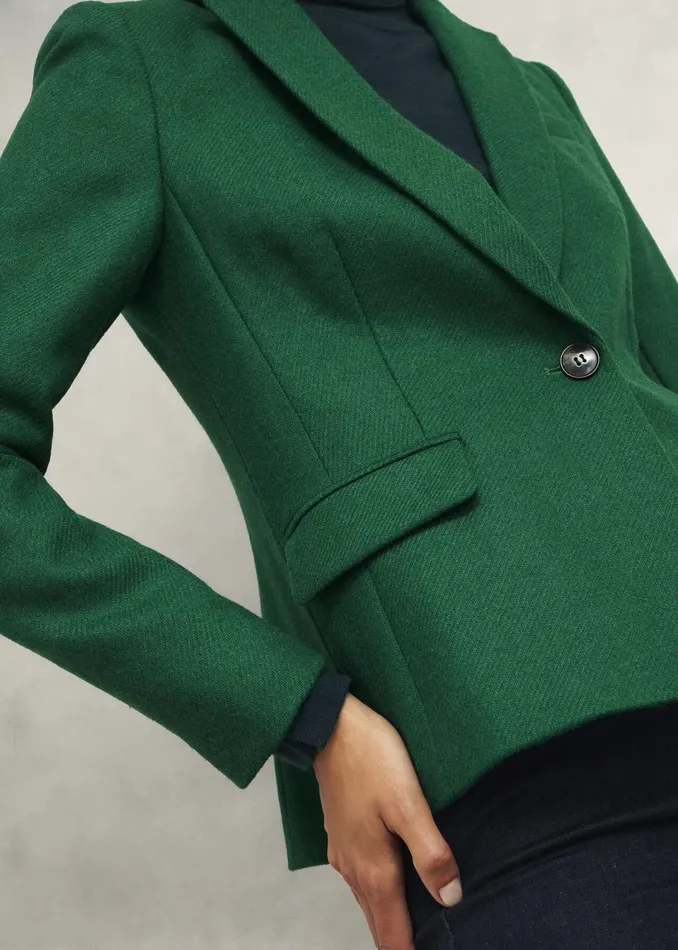Women Coats and Jackets Hobbs Blake Wool Jacket Agate Green