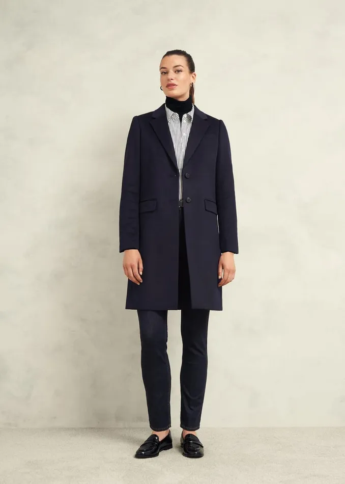 Women Coats and Jackets Hobbs Cavendish Wool Coat Navy