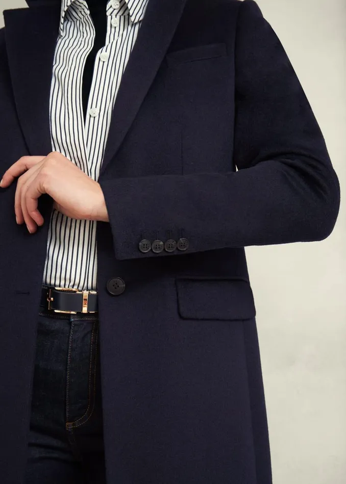 Women Coats and Jackets Hobbs Cavendish Wool Coat Navy