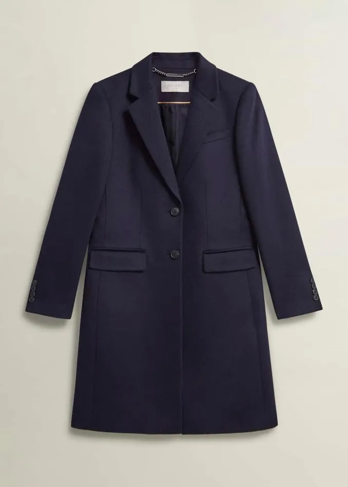 Women Coats and Jackets Hobbs Cavendish Wool Coat Navy