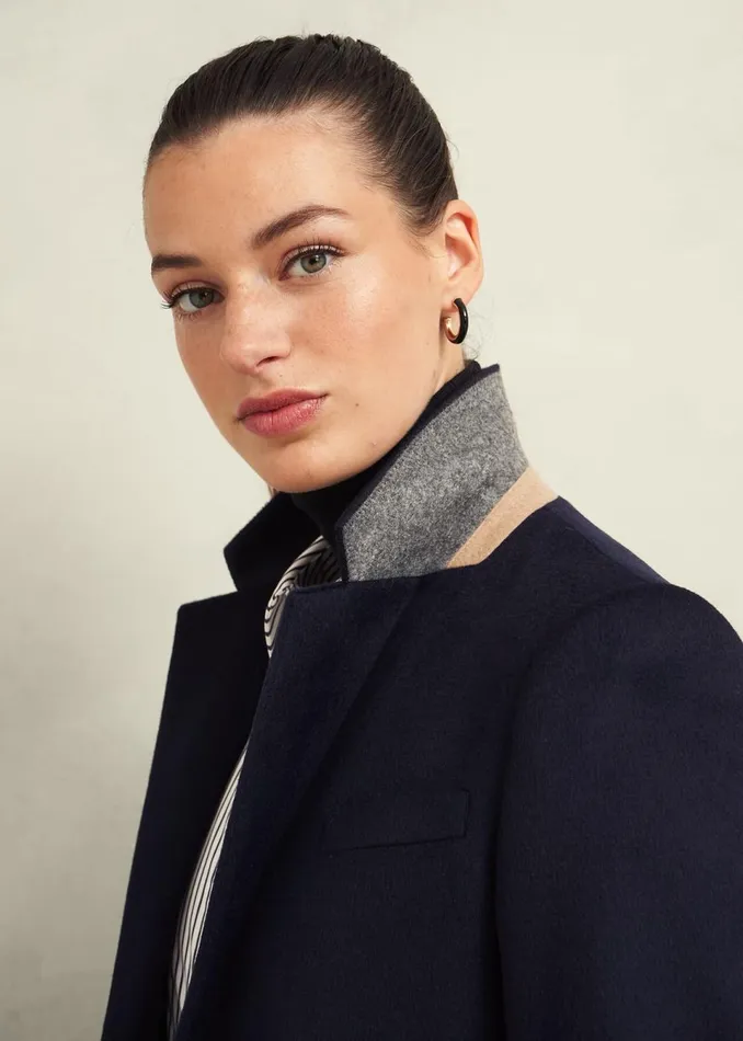 Women Coats and Jackets Hobbs Cavendish Wool Coat Navy