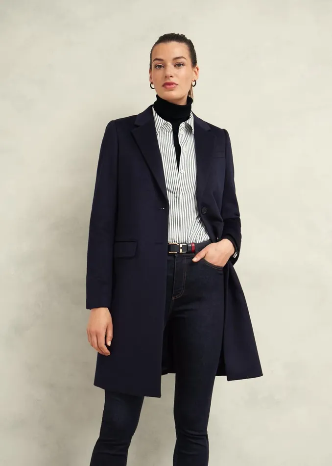 Women Coats and Jackets Hobbs Cavendish Wool Coat Navy