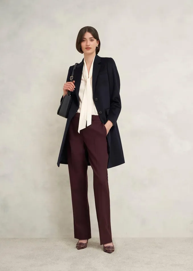 Women Coats and Jackets Hobbs Cavendish Wool Coat Navy