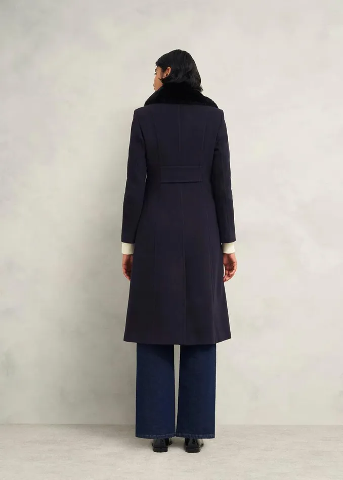 Women Coats and Jackets Hobbs Marlene Wool Blend Coat Navy