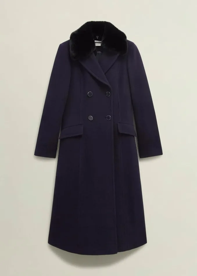 Women Coats and Jackets Hobbs Marlene Wool Blend Coat Navy