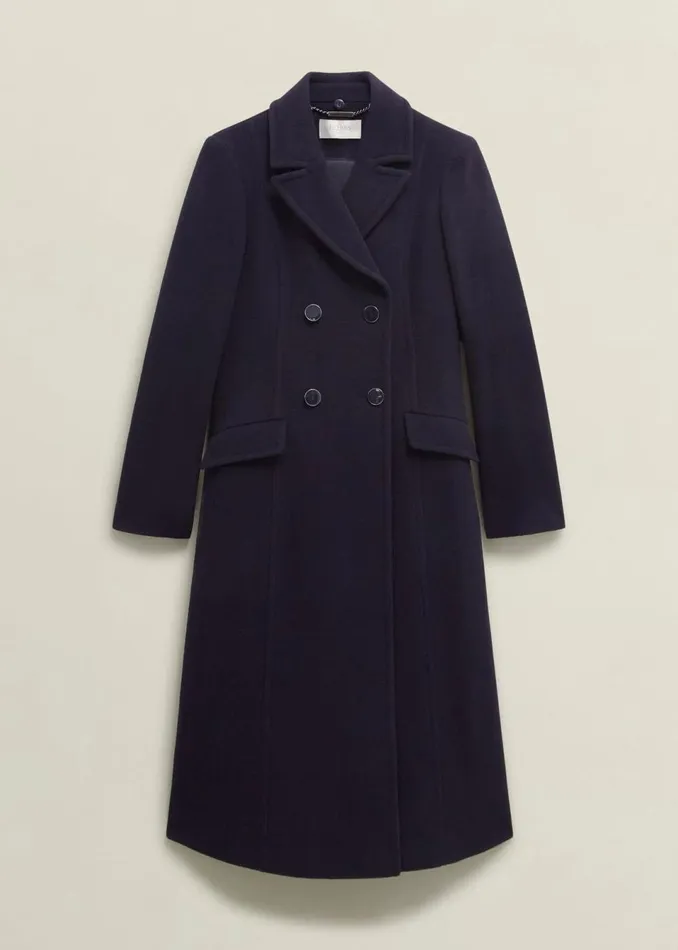 Women Coats and Jackets Hobbs Marlene Wool Blend Coat Navy
