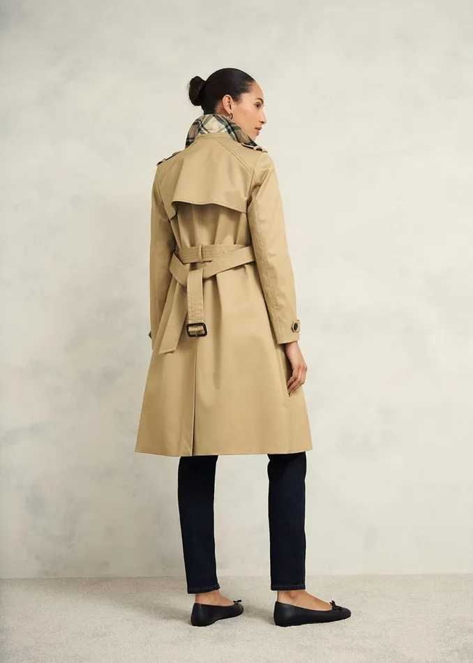Women Coats and Jackets Hobbs Petite Hallie Shower Resistant Trench Coat Fawn Beige