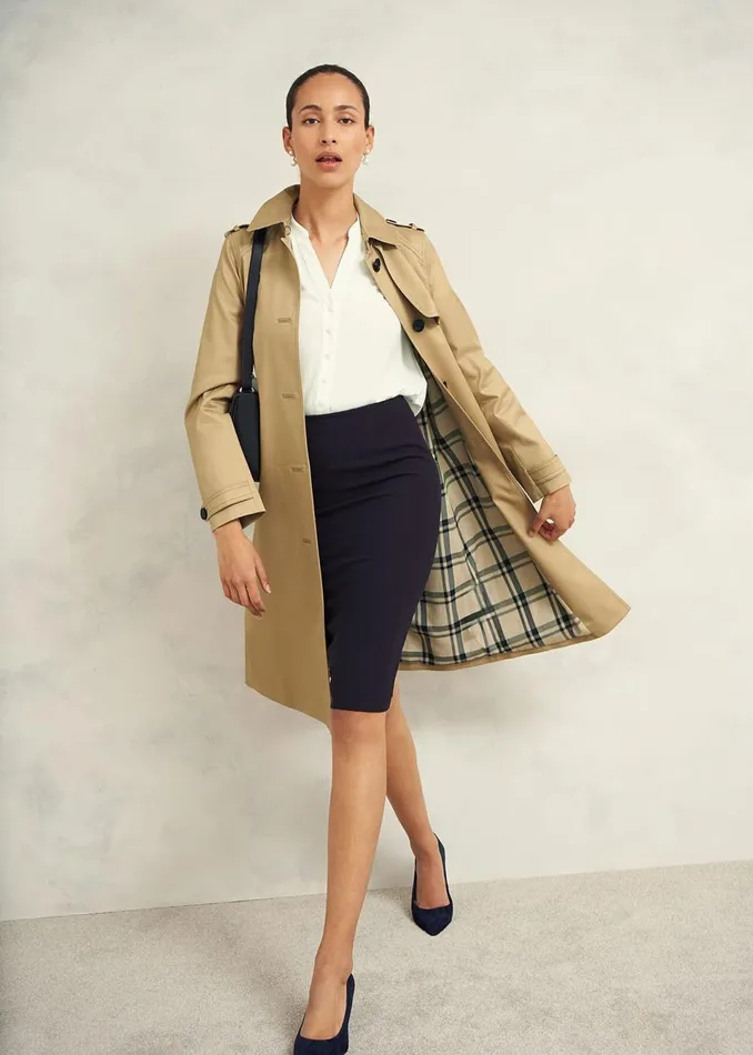 Women Coats and Jackets Hobbs Petite Hallie Shower Resistant Trench Coat Fawn Beige