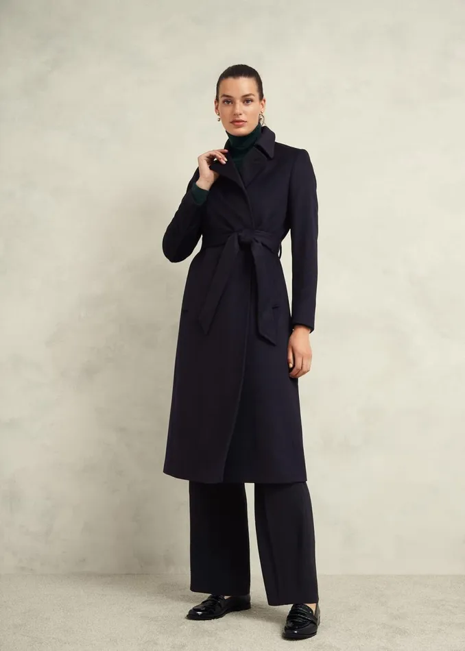 Women Coats and Jackets Hobbs Petite Livia Wool Coat Navy