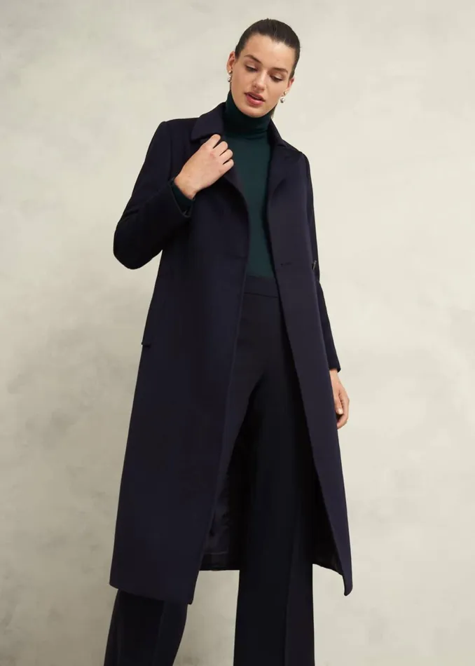 Women Coats and Jackets Hobbs Petite Livia Wool Coat Navy