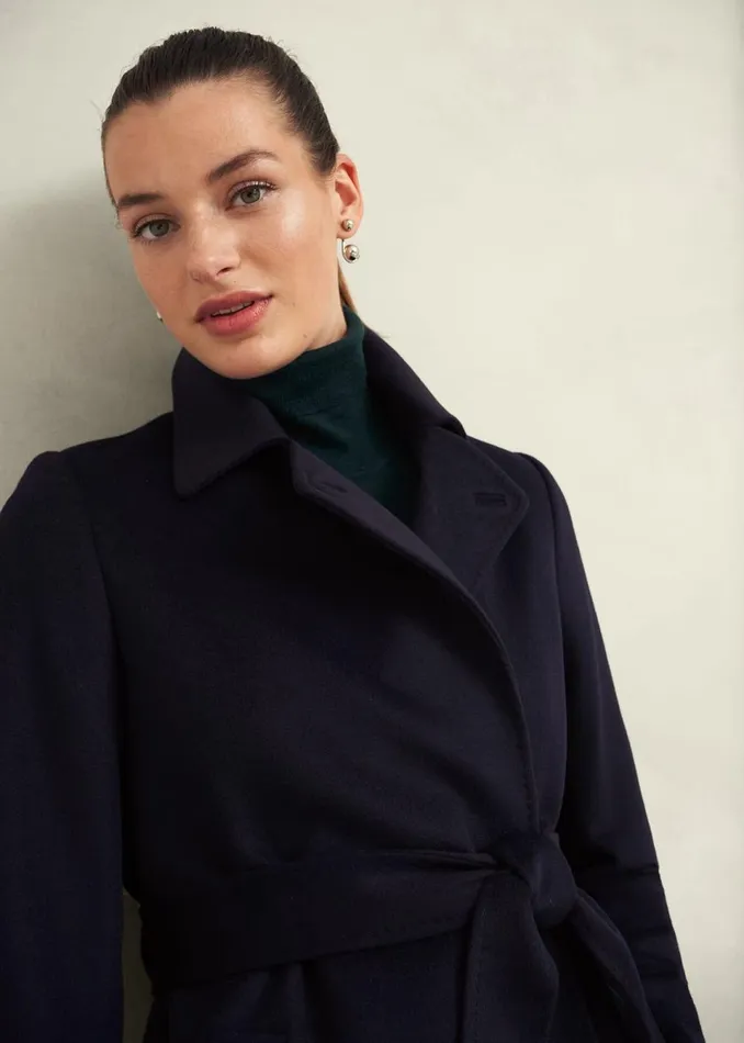 Women Coats and Jackets Hobbs Petite Livia Wool Coat Navy