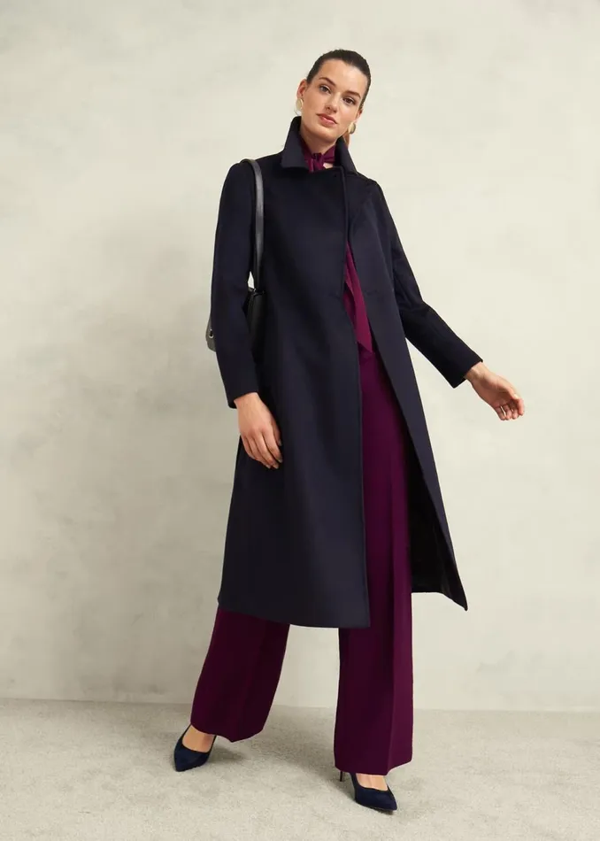 Women Coats and Jackets Hobbs Petite Livia Wool Coat Navy