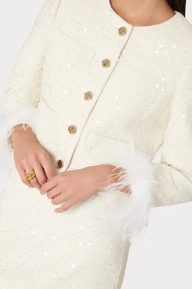 Women Coats and Jackets Milly Aya Beaded Tweed Jacket White Women Coats and Jackets Milly Aya Beaded Tweed Jacket White