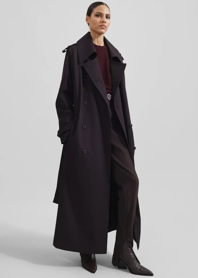 Women Coline Trench Coat 8211 Dark Plum The Frankie Shop Outerwear