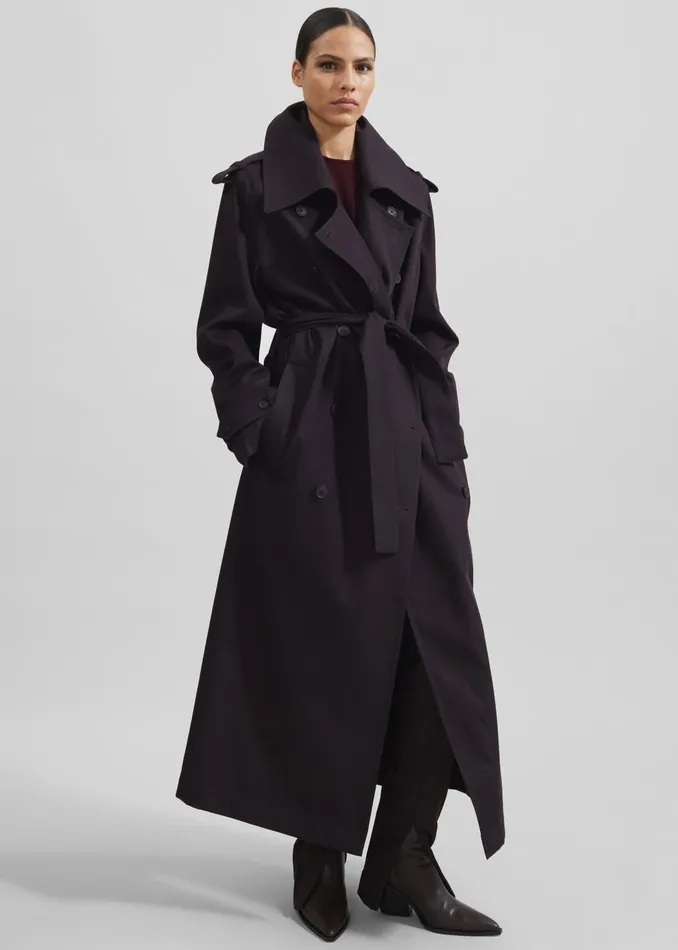 Women Coline Trench Coat 8211 Dark Plum The Frankie Shop Outerwear
