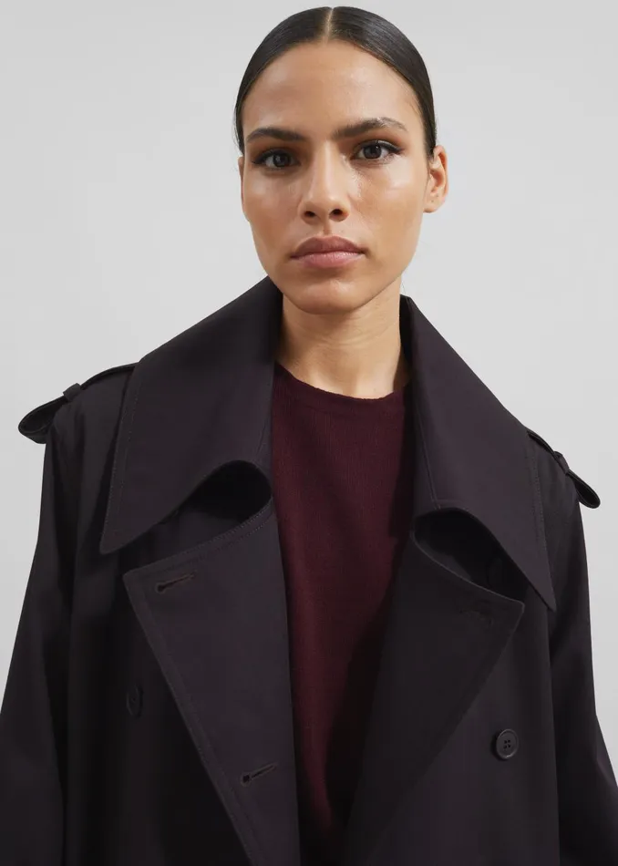 Women Coline Trench Coat 8211 Dark Plum The Frankie Shop Outerwear