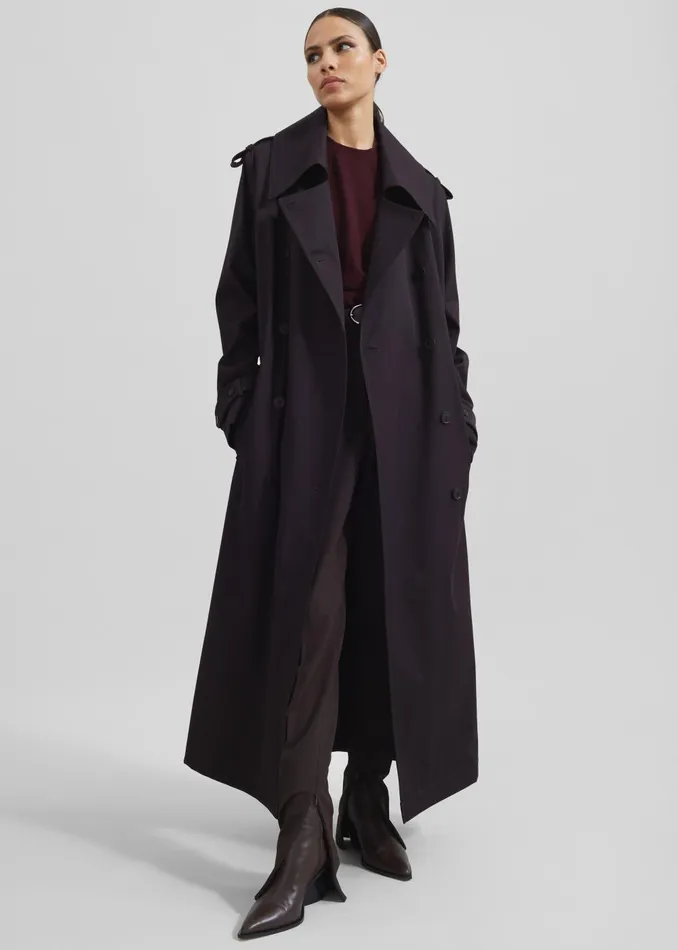 Women Coline Trench Coat 8211 Dark Plum The Frankie Shop Outerwear