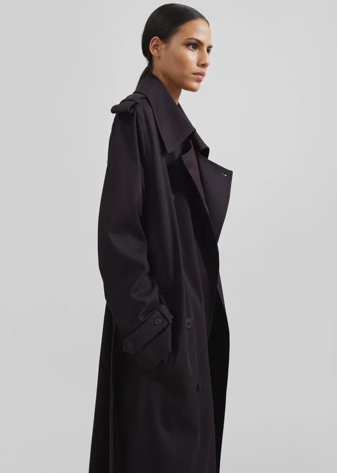 Women Coline Trench Coat 8211 Dark Plum The Frankie Shop Outerwear