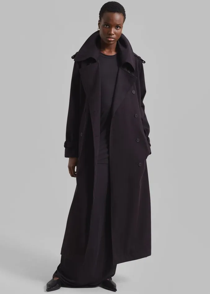 Women Coline Trench Coat 8211 Dark Plum The Frankie Shop Outerwear