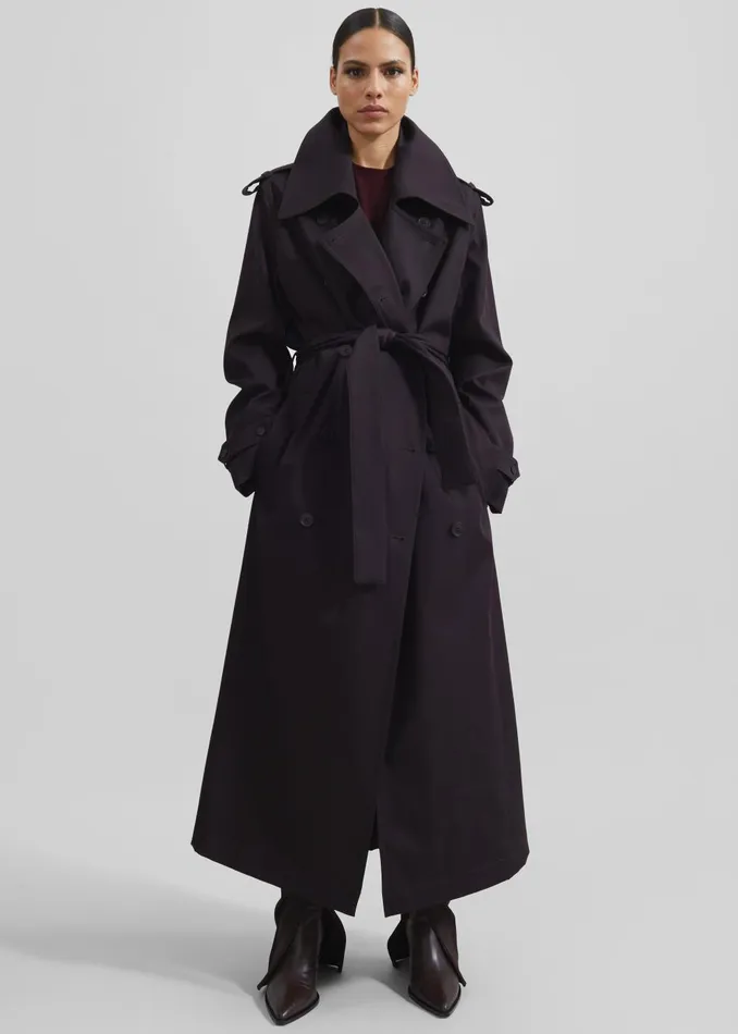 Women Coline Trench Coat 8211 Dark Plum The Frankie Shop Outerwear