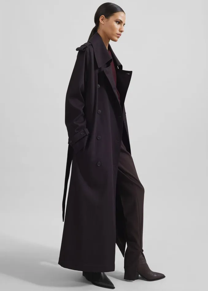 Women Coline Trench Coat 8211 Dark Plum The Frankie Shop Outerwear