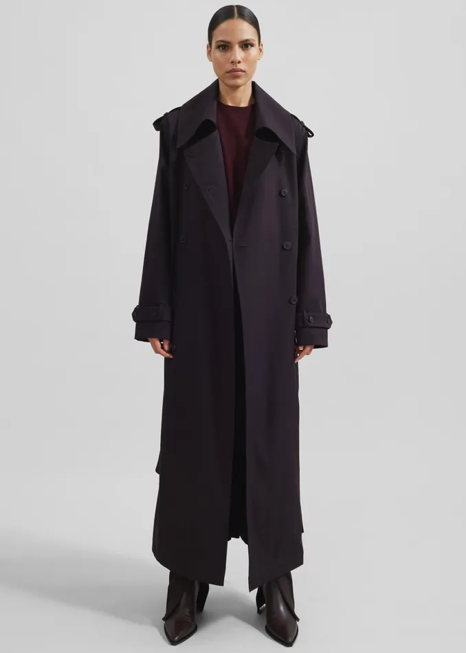 Women Coline Trench Coat 8211 Dark Plum The Frankie Shop Outerwear