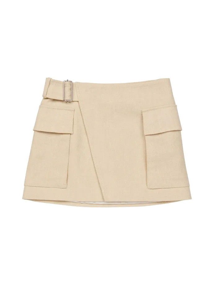 Women Conan Linen Mini Skirt Barely Beige ALC Skirts