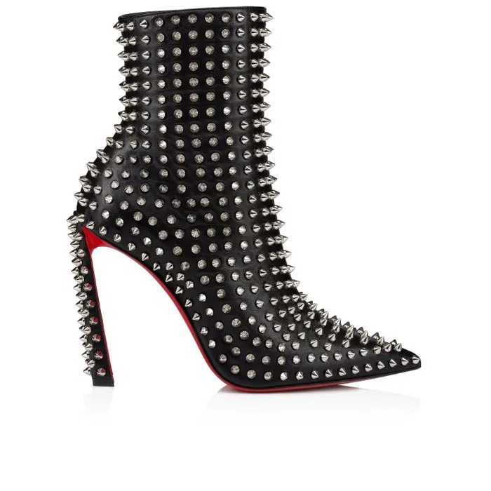 Women Condora Booty Spikes 100 Mm Low Boots 8211 Nappa Leather And Silver Spikes 8211 Black Christian Louboutin Boots