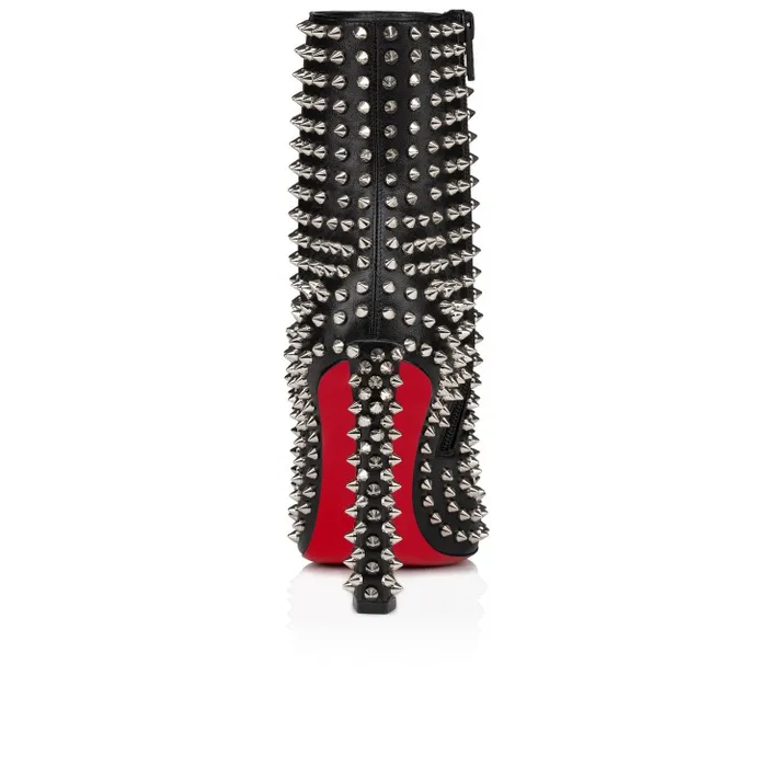 Women Condora Booty Spikes 100 Mm Low Boots 8211 Nappa Leather And Silver Spikes 8211 Black Christian Louboutin Boots