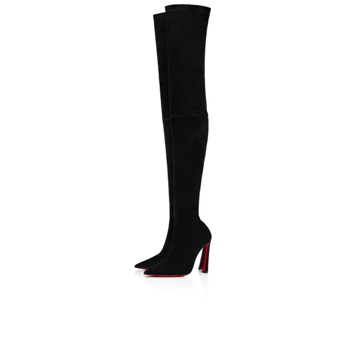 Women Condora Botta Alta 100 Mm Thighboots 8211 Stretched Veau Velours 8211 Black Christian Louboutin Boots