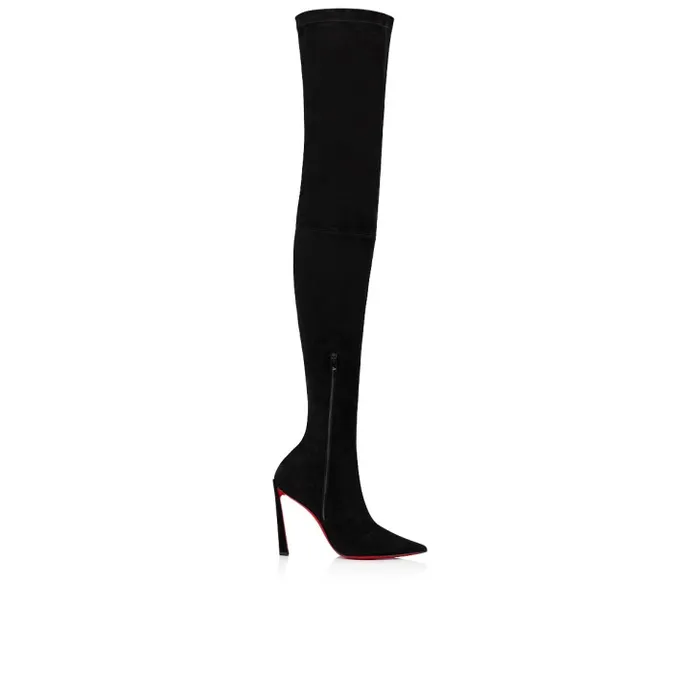 Women Condora Botta Alta 100 Mm Thighboots 8211 Stretched Veau Velours 8211 Black Christian Louboutin Boots