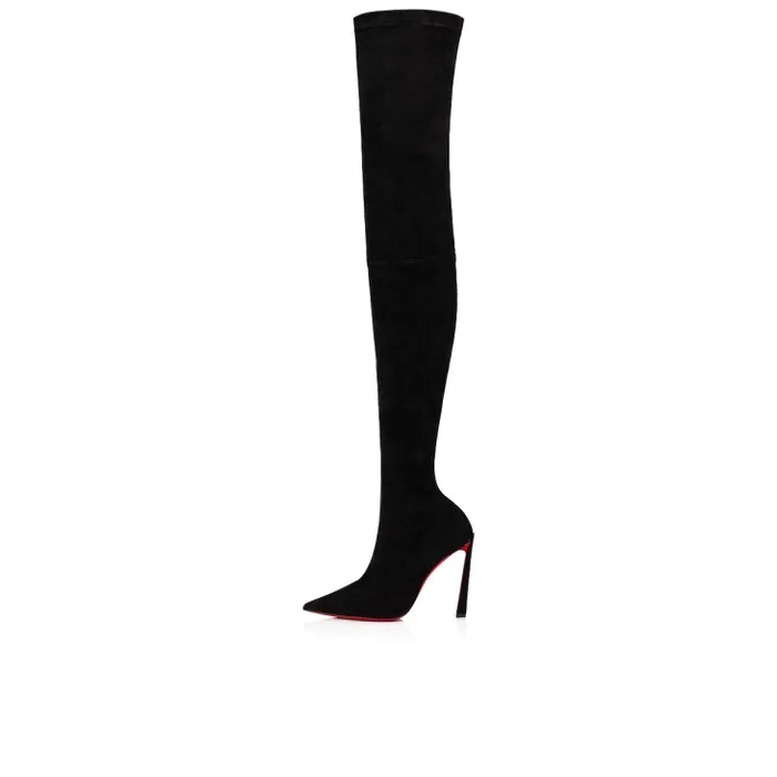 Women Condora Botta Alta 100 Mm Thighboots 8211 Stretched Veau Velours 8211 Black Christian Louboutin Boots