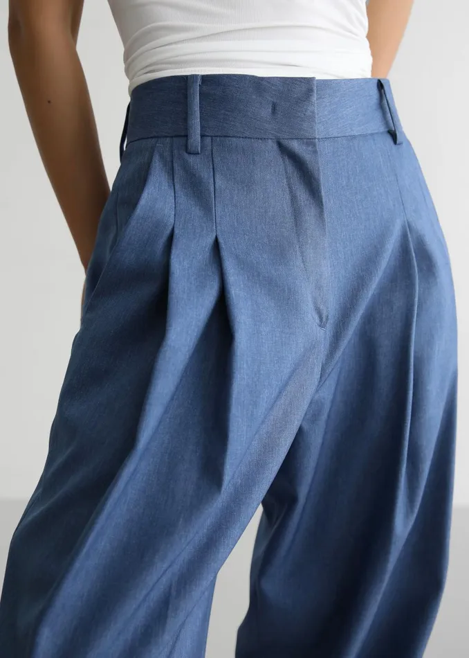 Women Cooper Pintuck Trousers 8211 Blue The Frankie Shop Bottoms