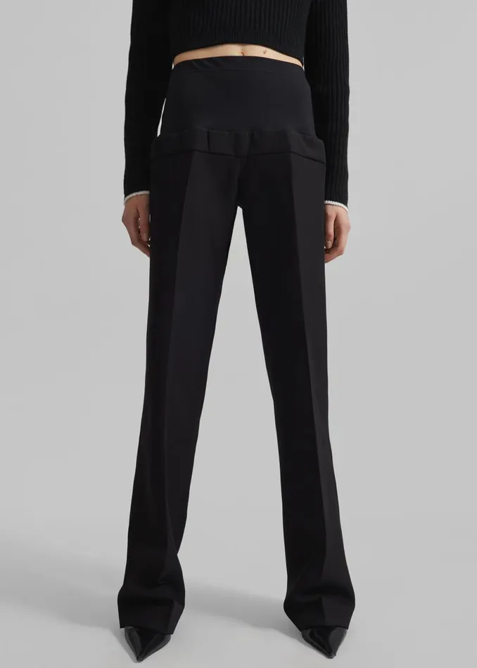 Women Coperni Hybrid Jersey Tailored Trousers 8211 Black The Frankie Shop Bottoms