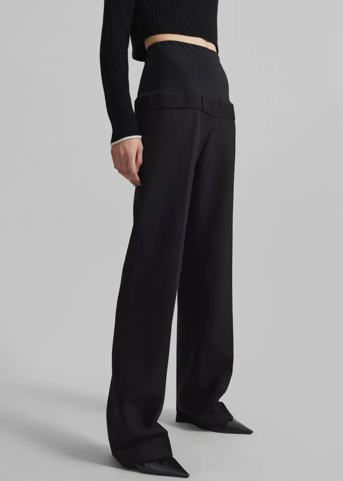 Women Coperni Hybrid Jersey Tailored Trousers 8211 Black The Frankie Shop Bottoms