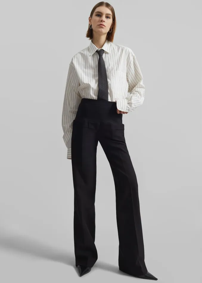 Women Coperni Hybrid Jersey Tailored Trousers 8211 Black The Frankie Shop Bottoms