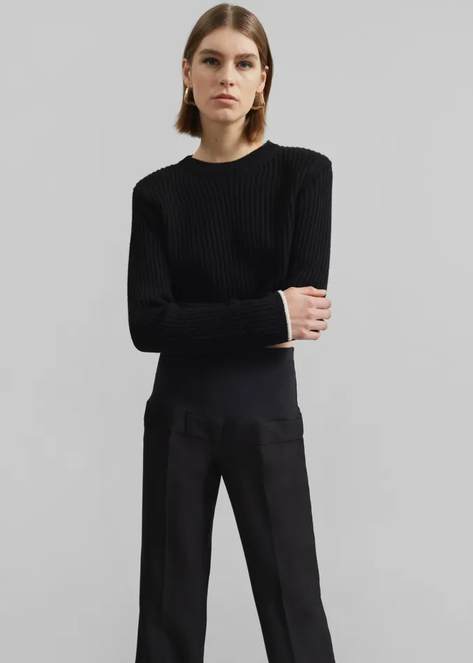 Women Coperni Hybrid Jersey Tailored Trousers 8211 Black The Frankie Shop Bottoms