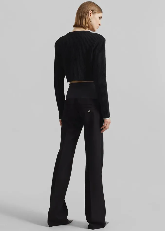 Women Coperni Hybrid Jersey Tailored Trousers 8211 Black The Frankie Shop Bottoms