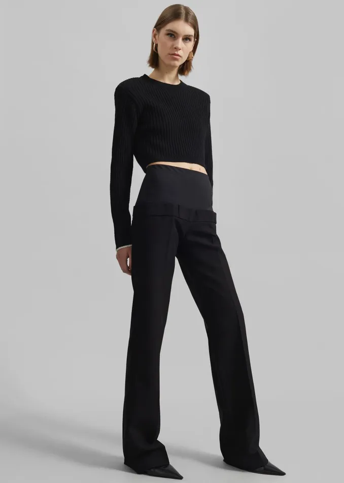 Women Coperni Hybrid Jersey Tailored Trousers 8211 Black The Frankie Shop Bottoms