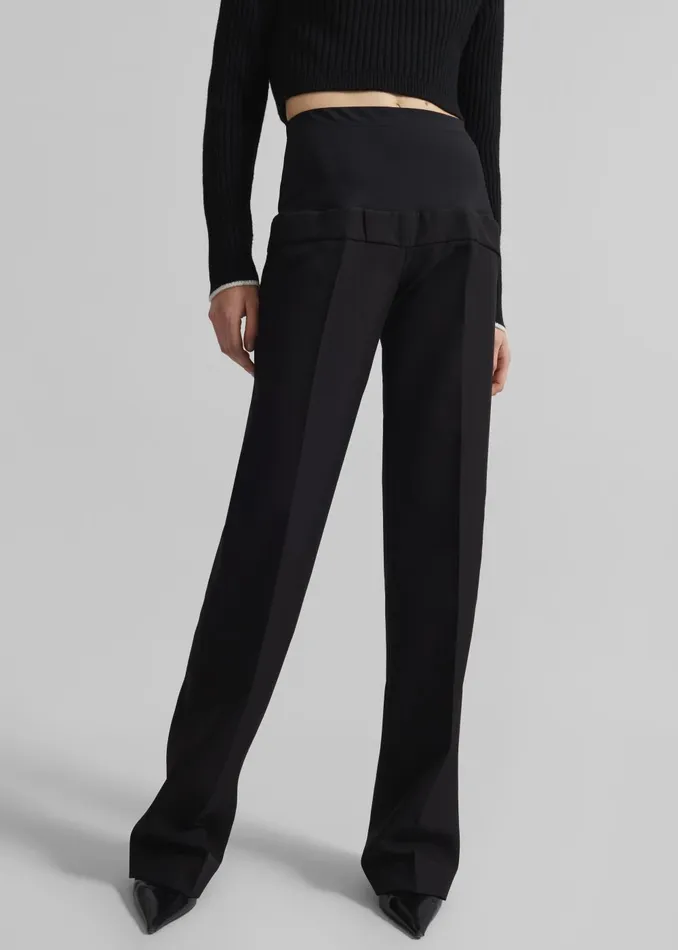 Women Coperni Hybrid Jersey Tailored Trousers 8211 Black The Frankie Shop Bottoms