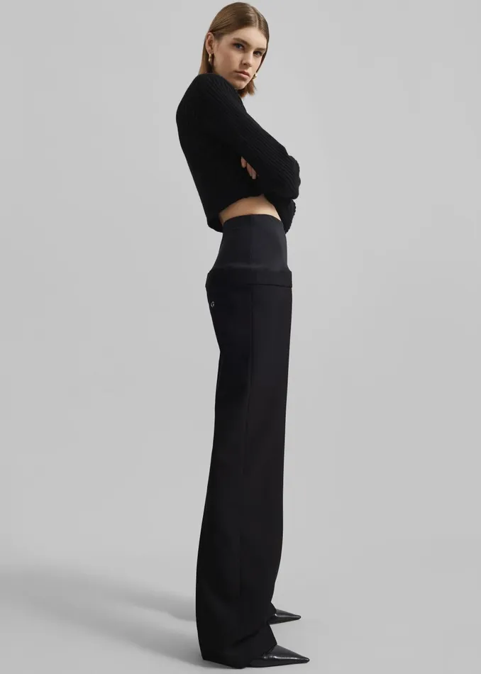 Women Coperni Hybrid Jersey Tailored Trousers 8211 Black The Frankie Shop Bottoms