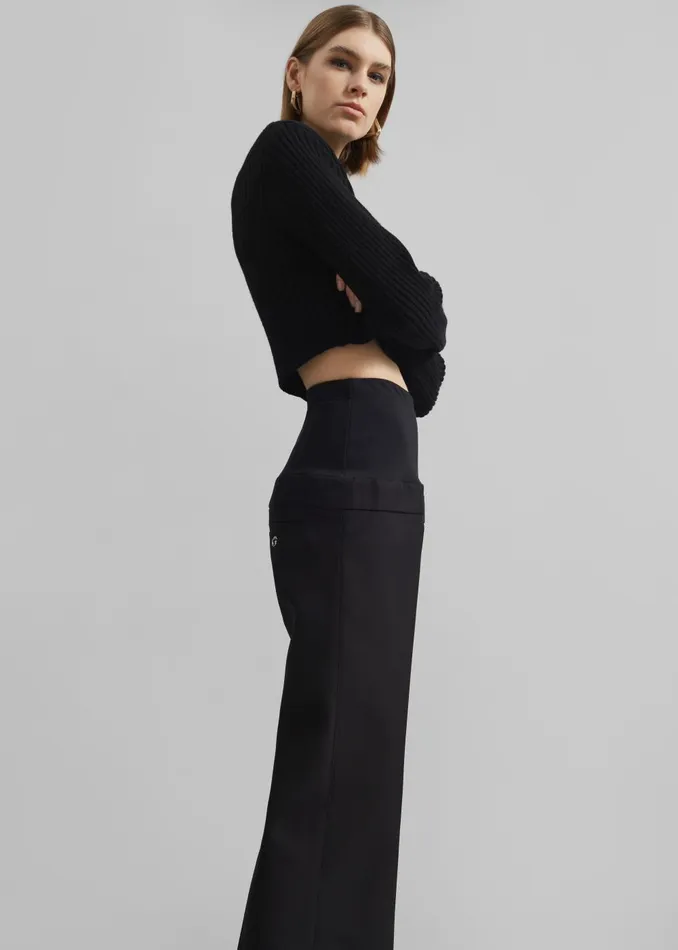 Women Coperni Hybrid Jersey Tailored Trousers 8211 Black The Frankie Shop Bottoms