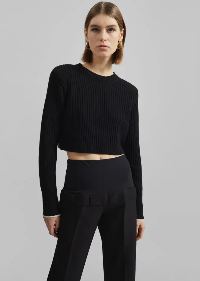 Women Coperni Hybrid Jersey Tailored Trousers 8211 Black The Frankie Shop Bottoms
