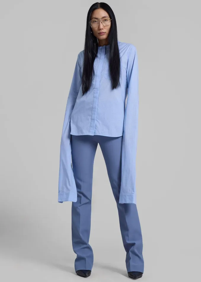 Women Coperni Knot Sleeve Shirt 8211 BlueWhite The Frankie Shop Tops