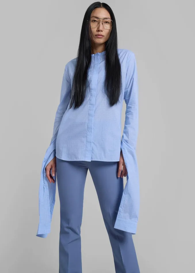 Women Coperni Knot Sleeve Shirt 8211 BlueWhite The Frankie Shop Tops