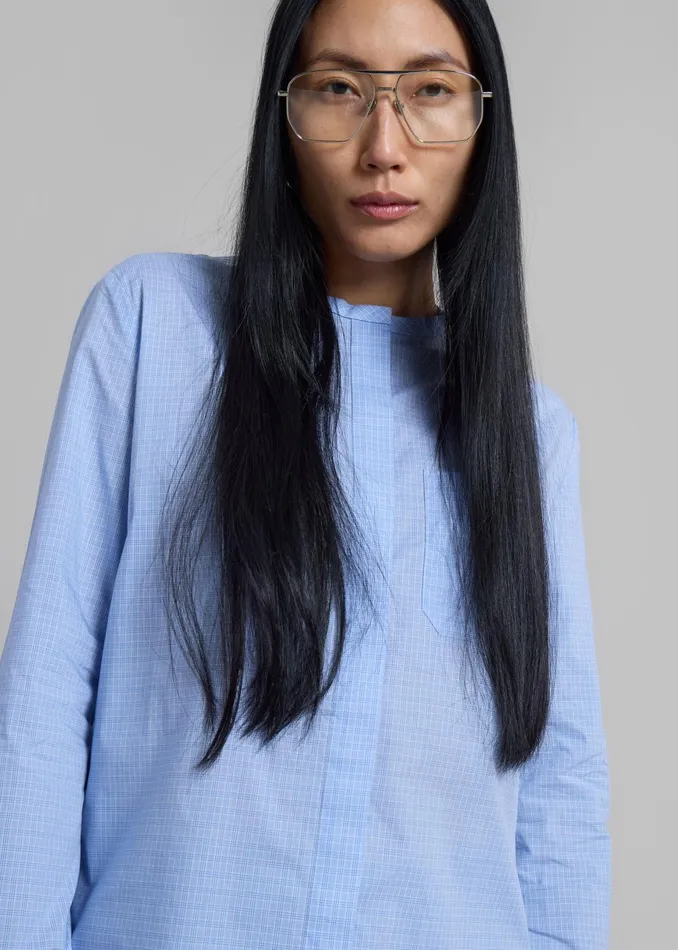 Women Coperni Knot Sleeve Shirt 8211 BlueWhite The Frankie Shop Tops