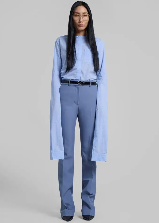 Women Coperni Straight Tailored Trousers 8211 Blue The Frankie Shop Bottoms